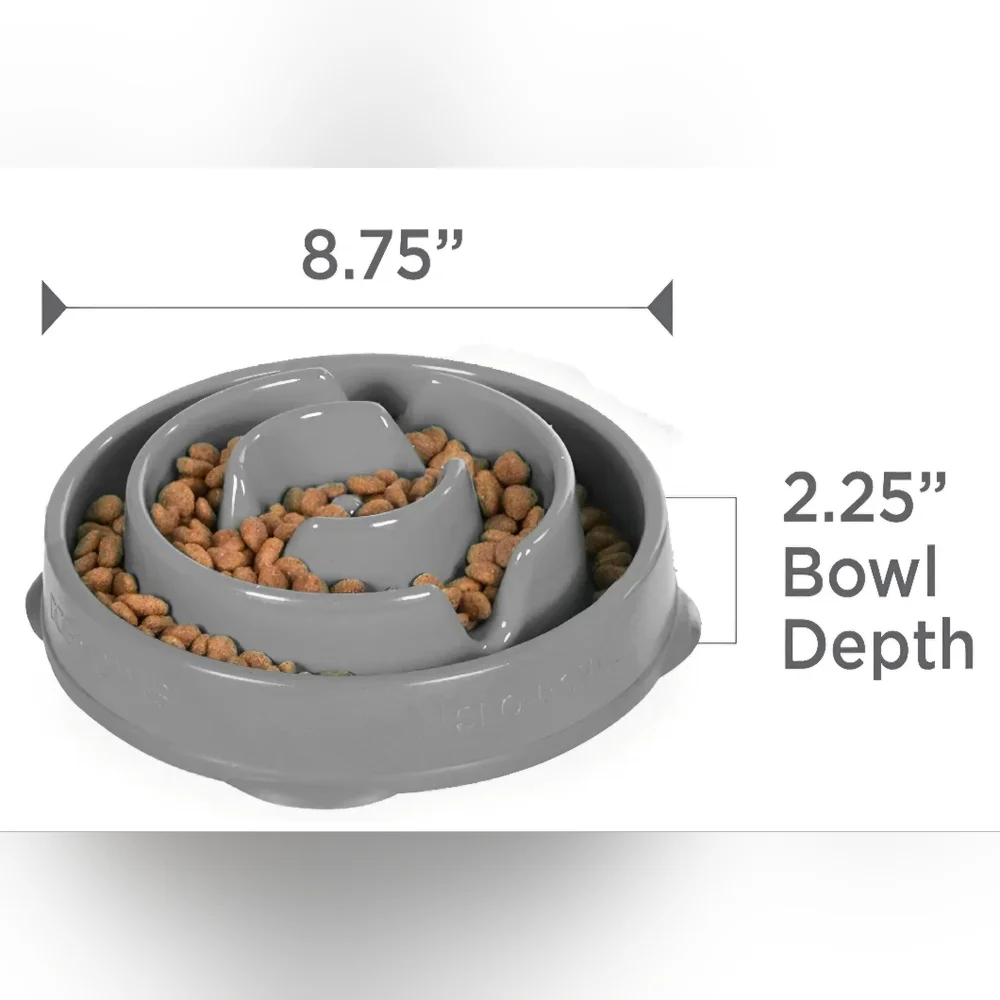 NWOT Outward Hound Fun Feeder Slo Bowl Medium Slow Feeder Dog Bowl 2 Cups Gray